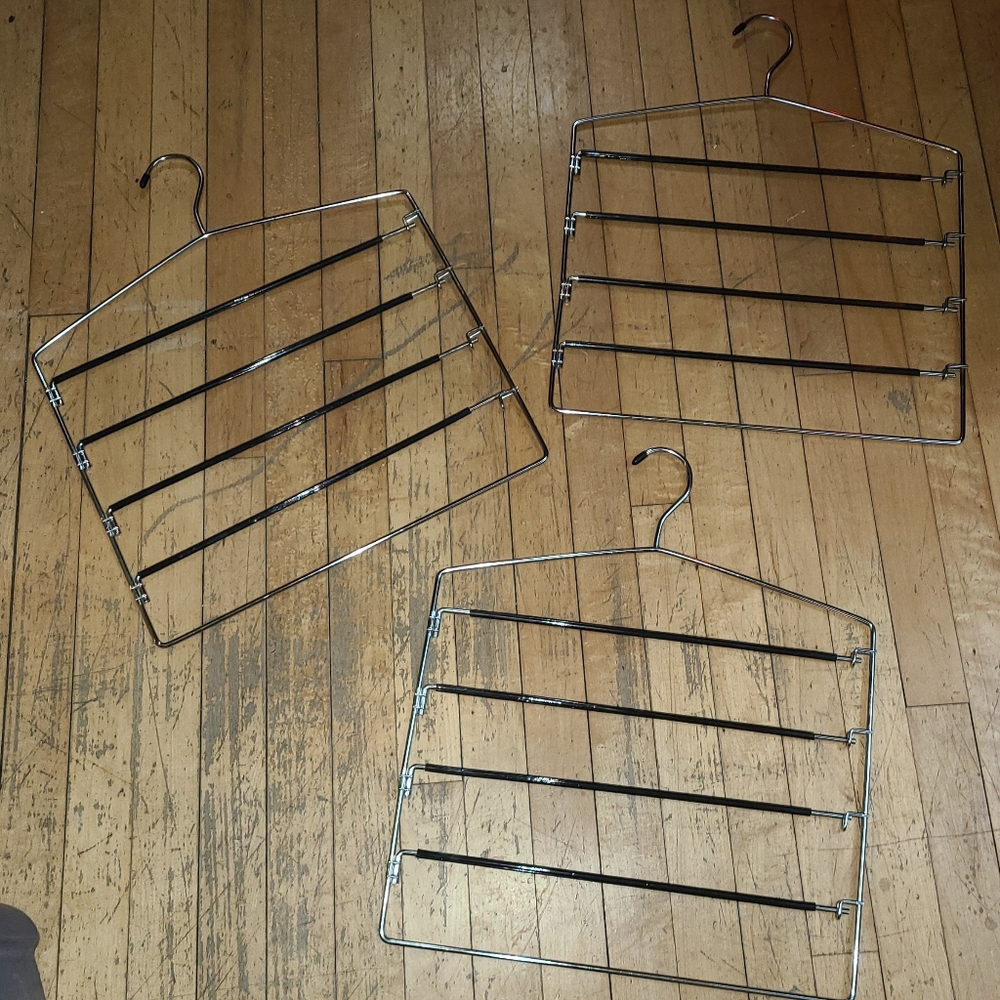 3 Pcs 4-Tier Clothes Hangers Trouser Skirt Pants Organizer Space Saver Hangers